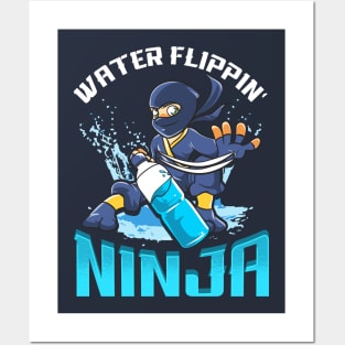 Water Flippin' Bottle Ninja Funny Humor Game Posters and Art